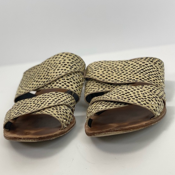 Diane Von Furstenburg Polka Dot Cross Strap Slides Black Cream Size 8.5 - Picture 8 of 11